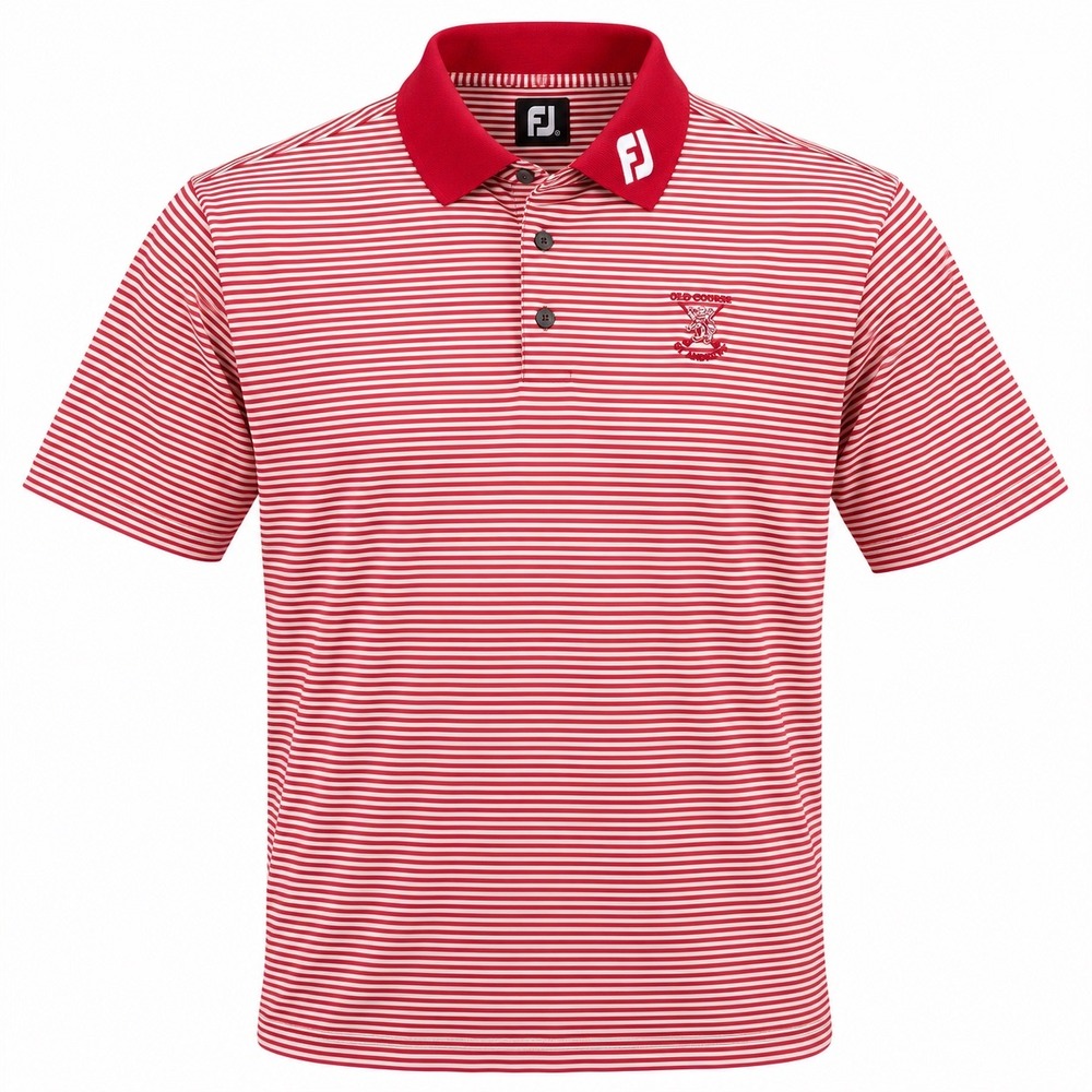 FootJoy Polo Men XL Red White Striped Old Course St Andrews Golf Shirt Short Slv